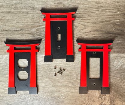 Japanese Torii Gate (Asian Temple icon, Japan design) Wood Cover Plate for Light image 4