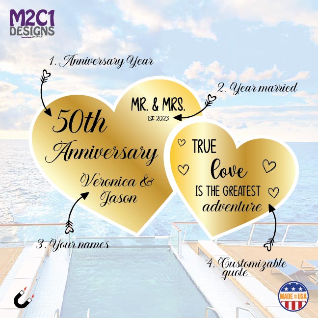 Anniversary Cruise Door Magnet – Double Heart Milestone Edition
