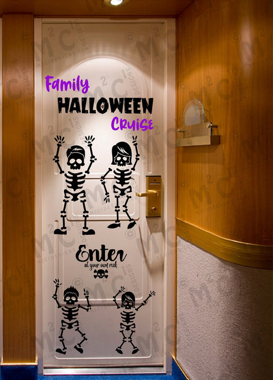 Halloween Skeletons Cruise Ship Door Magnets: Poseable Family Decor