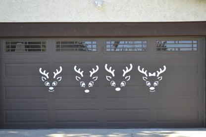 Christmas Reindeer Faces Garage Door Magnets | Holiday Garage Door Décor | Family Reindeer Set | Outdoor Christmas Decorations