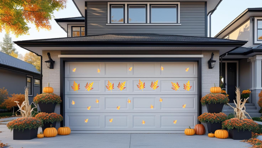 Fall Season magnetic leaves for garage door - iridescent orange leaf design