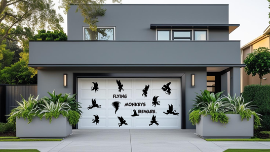 Halloween Flying Monkeys Garage Door Magnets: Flying Monkeys Beware Silhouette Set