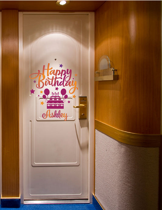 Cruise Ship Cabin door Decorations Birthday Magnet Set: Cake & Balloons