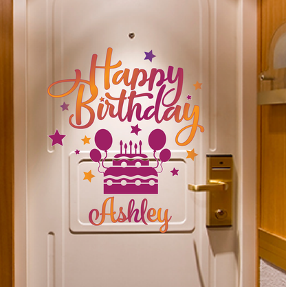 Cruise Ship Cabin door Decorations Birthday Magnet Set: Cake & Balloons