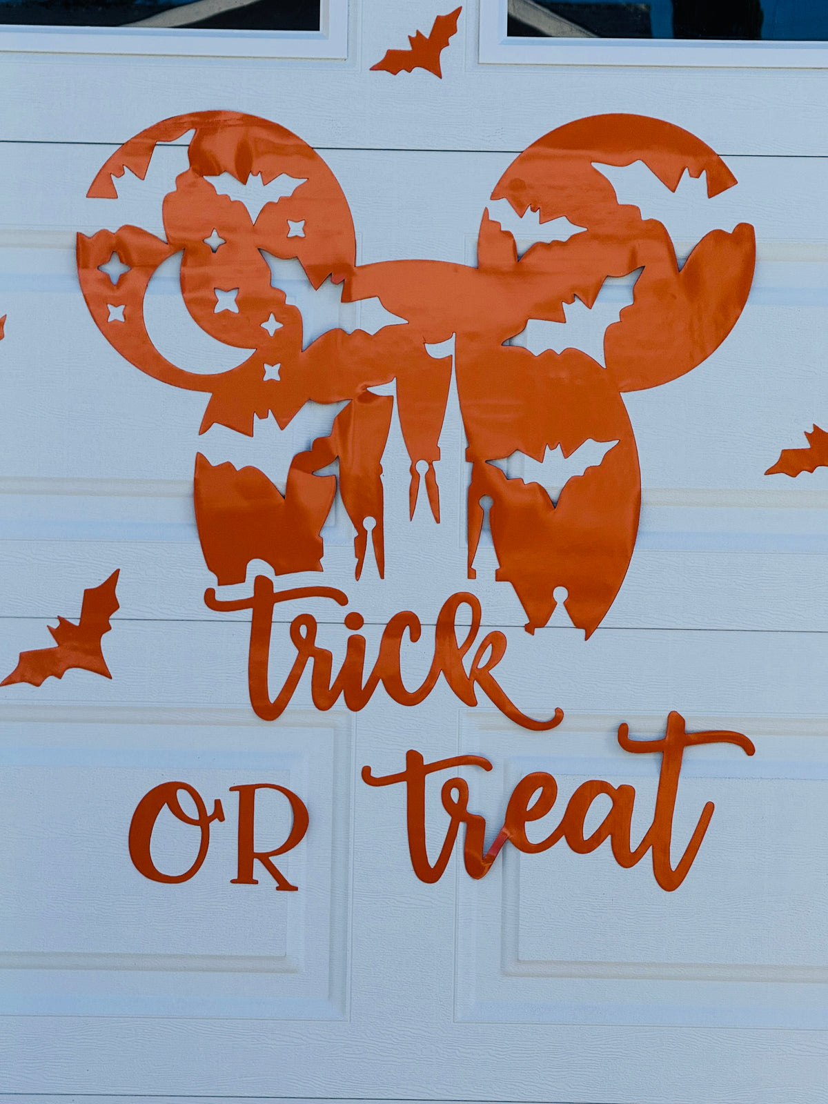 Halloween Garage Door Magnet – Silhouette with Flying Bats & Magic Castle – "Trick or Treat", photo 9 of 11
