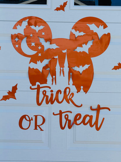 Halloween Garage Door Magnet – Silhouette with Flying Bats & Magic Castle – "Trick or Treat", photo 9 of 11
