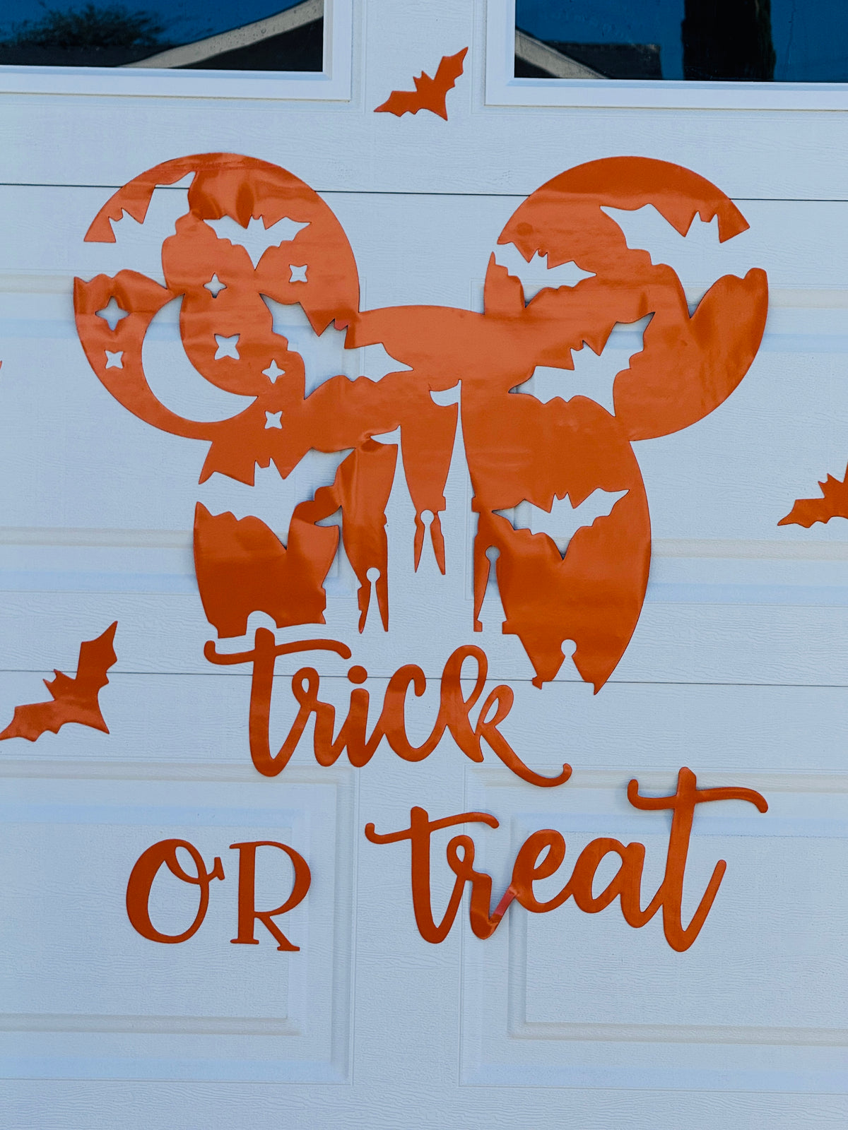 Halloween Garage Door Magnet – Silhouette with Flying Bats & Magic Castle – "Trick or Treat", photo 7 of 11