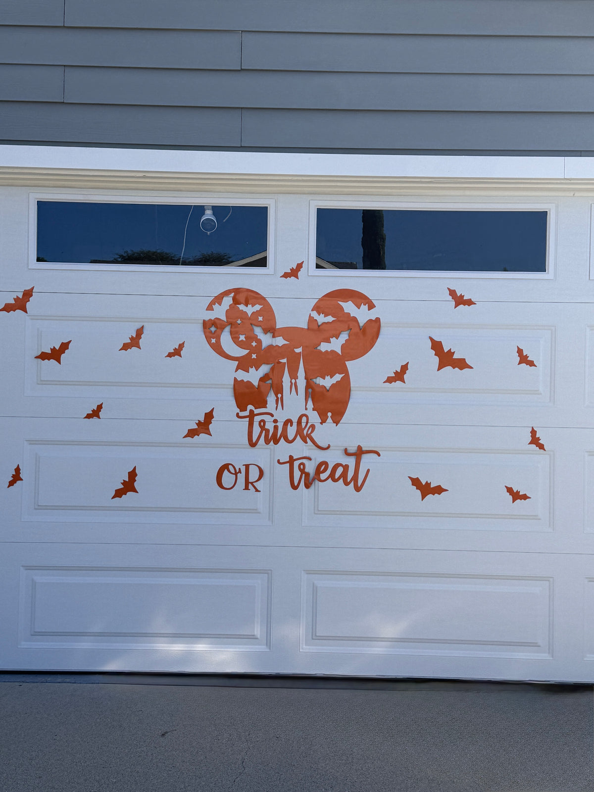 Halloween Garage Door Magnet – Silhouette with Flying Bats & Magic Castle – "Trick or Treat", photo 8 of 11