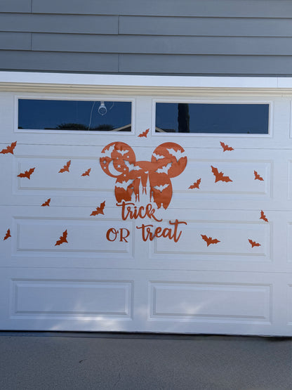 Halloween Garage Door Magnet – Silhouette with Flying Bats & Magic Castle – "Trick or Treat", photo 8 of 11