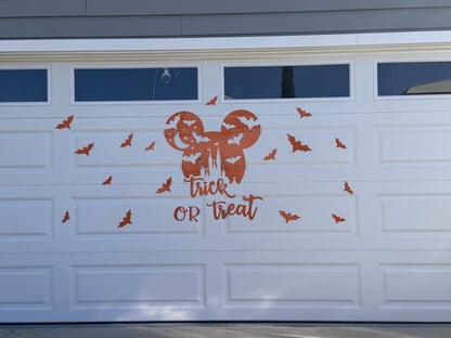 Halloween Garage Door Magnet – Silhouette with Flying Bats & Magic Castle – "Trick or Treat", photo 5 of 11