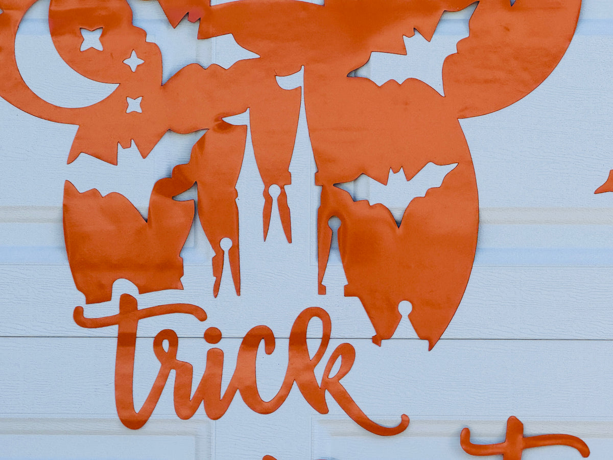 Halloween Garage Door Magnet – Silhouette with Flying Bats & Magic Castle – "Trick or Treat", photo 6 of 11