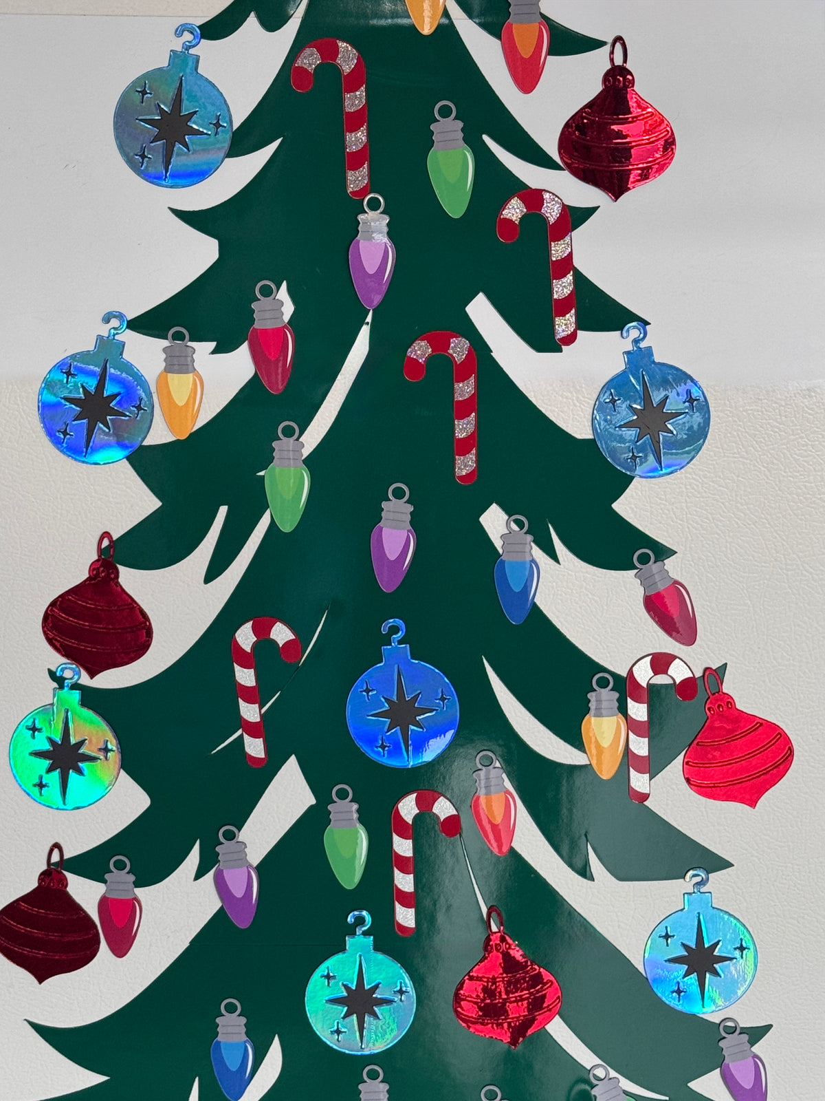 Cruise Ship Cabin door Christmas Tree Decked Out with Ornaments and Candy Canes