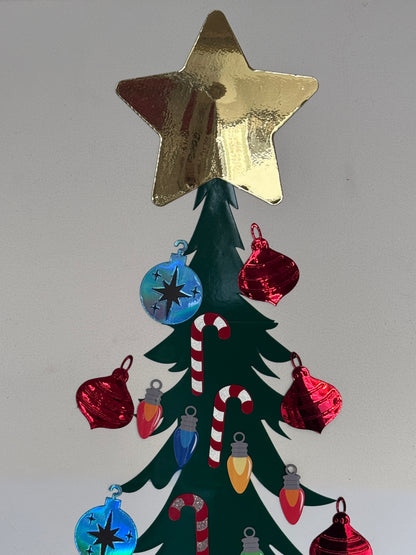Cruise Ship Cabin door Christmas Tree Decked Out with Ornaments and Candy Canes