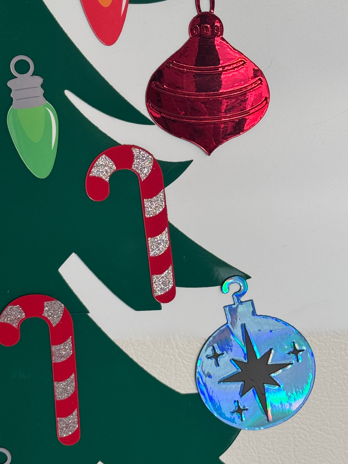 Cruise Ship Cabin door Christmas Tree Decked Out with Ornaments and Candy Canes
