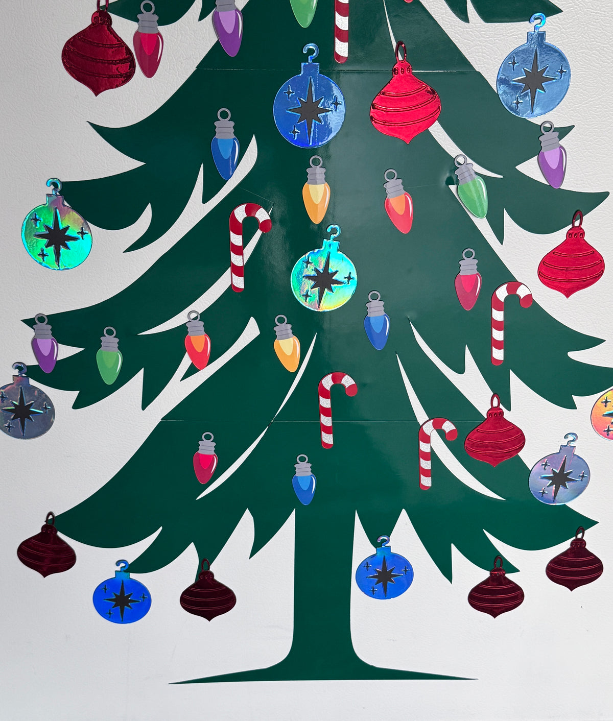 Cruise Ship Cabin door Christmas Tree Decked Out with Ornaments and Candy Canes