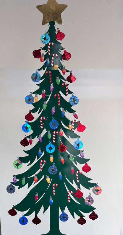 Cruise Ship Cabin door Christmas Tree Decked Out with Ornaments and Candy Canes