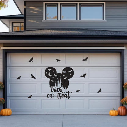 Halloween Garage Door Magnet – Silhouette with Flying Bats & Magic Castle – "Trick or Treat", photo 2 of 11