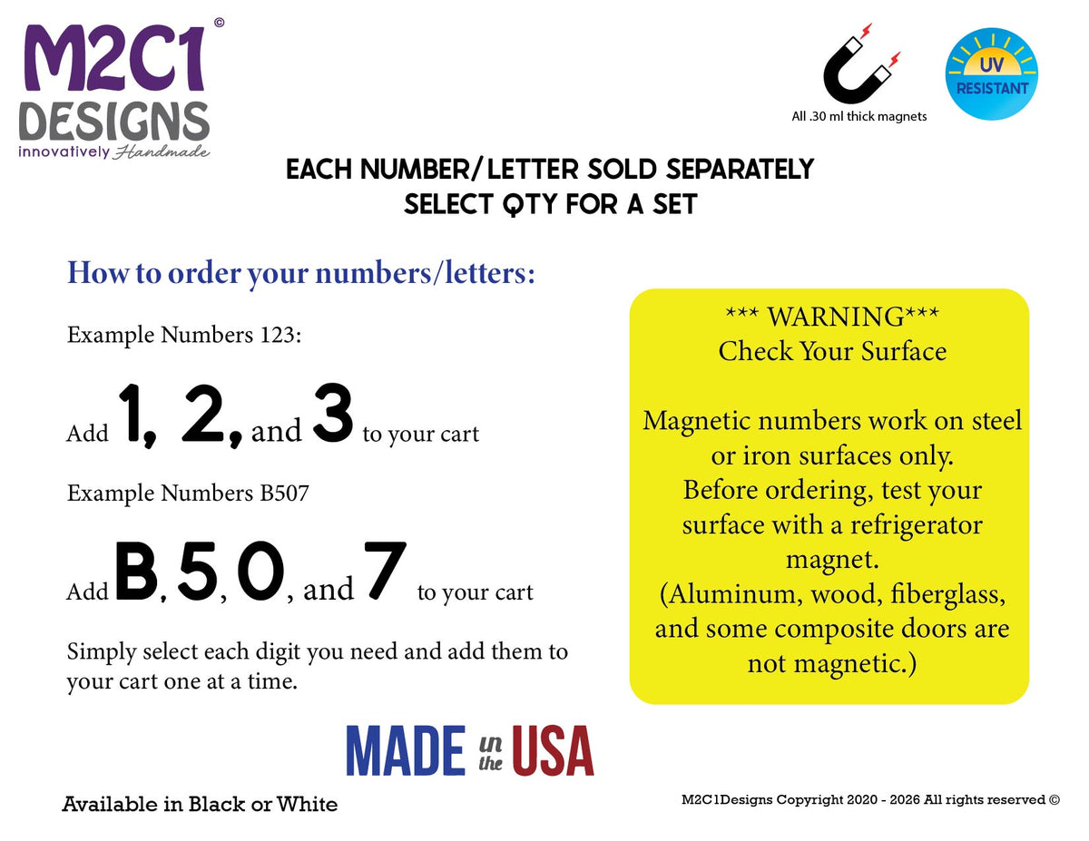 Heavy Duty 11" Magnetic Warehouse & Facility Numbers, Dock Door and Building Numbers, Reflective Available