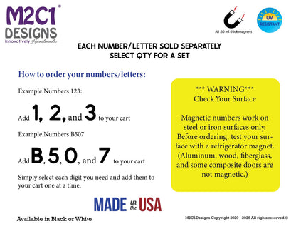 Heavy Duty 6" Magnetic Warehouse & Facility Numbers, Dock Door and Building Numbers, Reflective Available