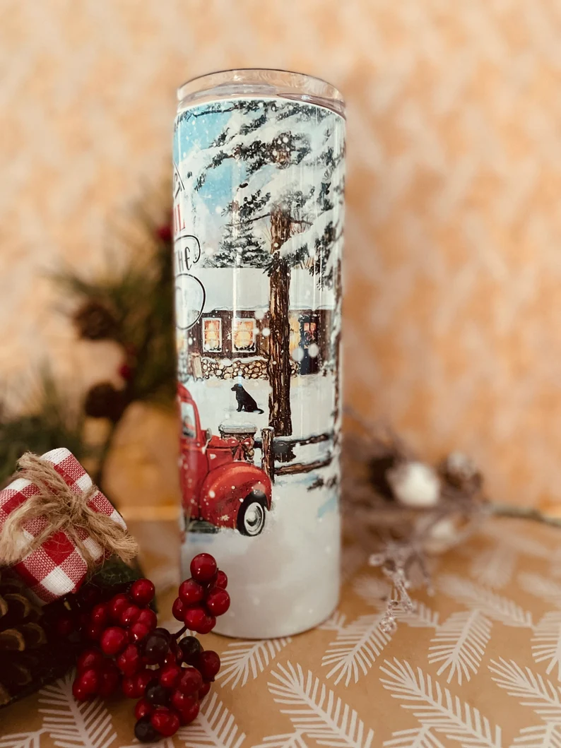It's the most wonderful time of the year 20 oz tumbler | Vintage Truck Tumbler image 5