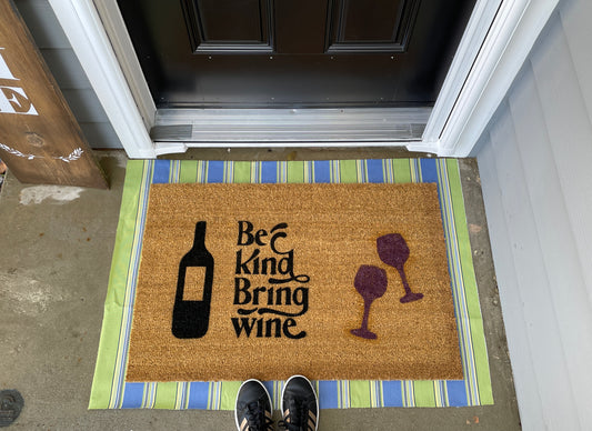 Be Kind, Bring Wine Door Mat image 0