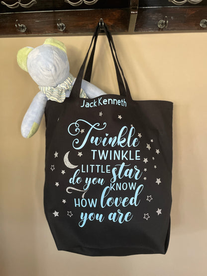 PERSONALIZED Large Diaper Bag |Twinkle Twinkle Little Star Tote Bag image 6