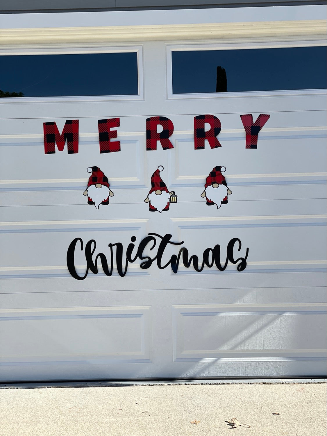 Large Merry Christmas Gnomes Magnets Reusable | Red Plaid | Script image 10