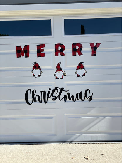 Large Merry Christmas Gnomes Magnets Reusable | Red Plaid | Script image 10