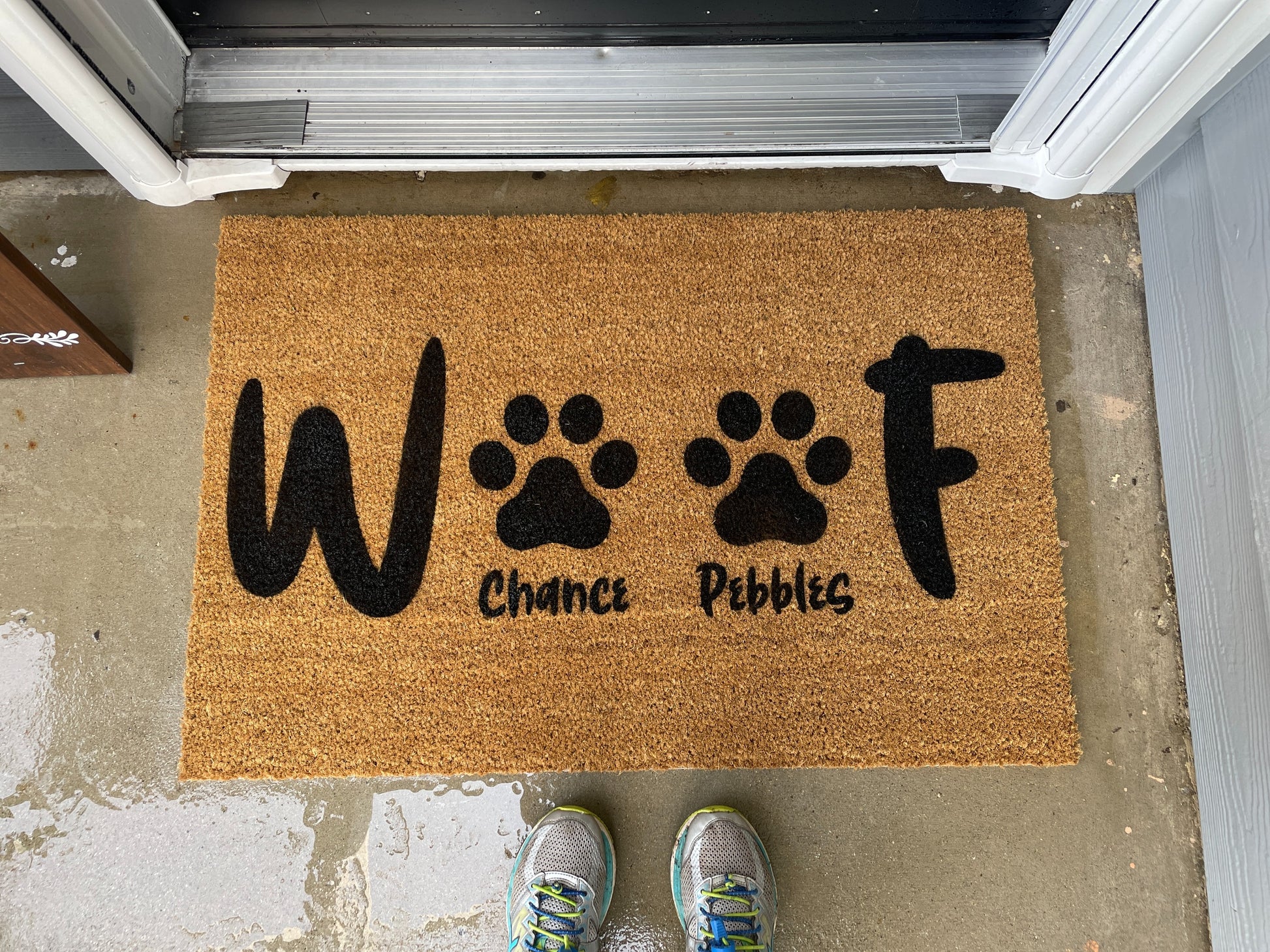 Personalized Woof Mat | Welcome Mat | Dog mom Door Mat image 1