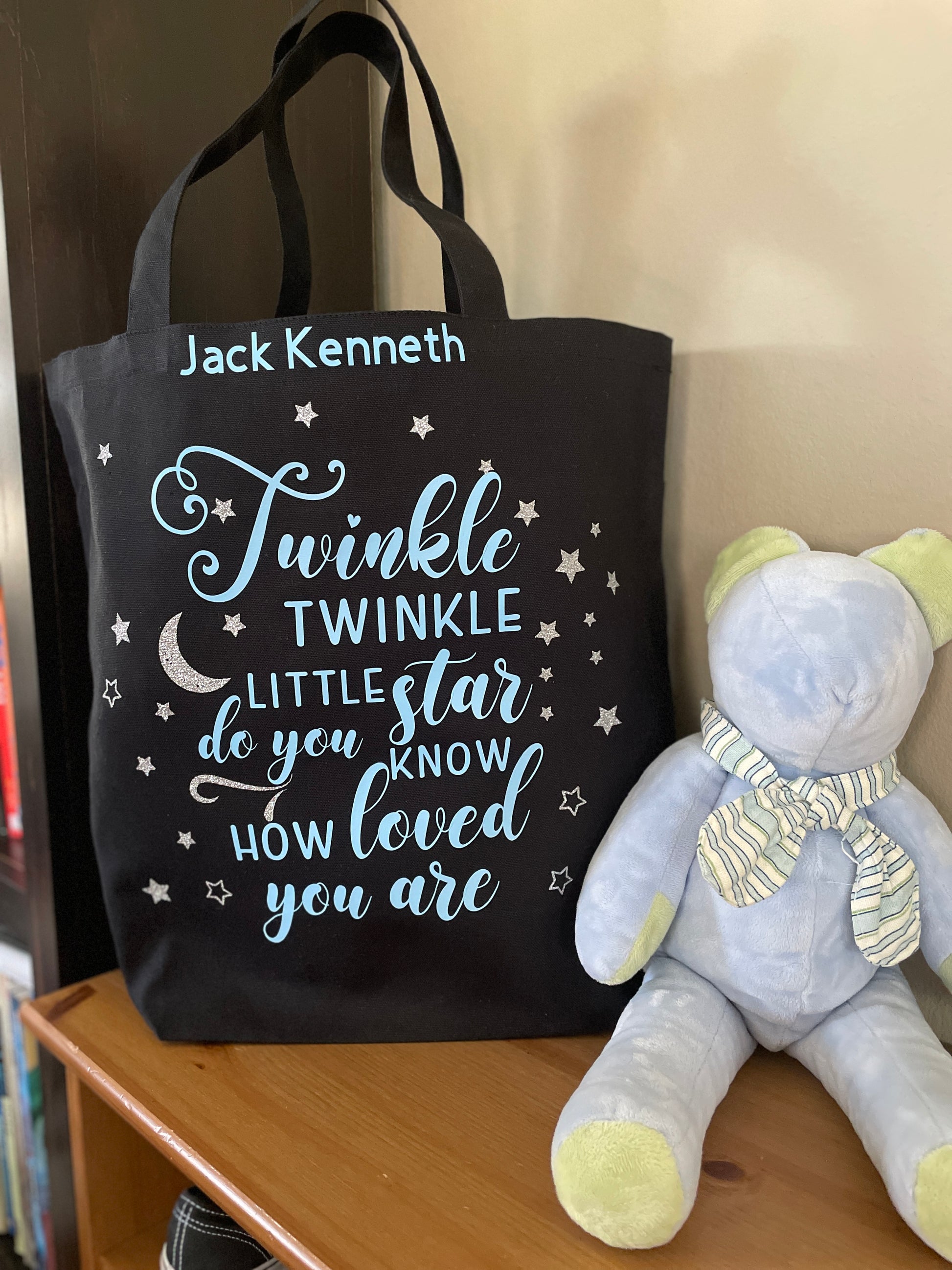 PERSONALIZED Large Diaper Bag |Twinkle Twinkle Little Star Tote Bag image 2