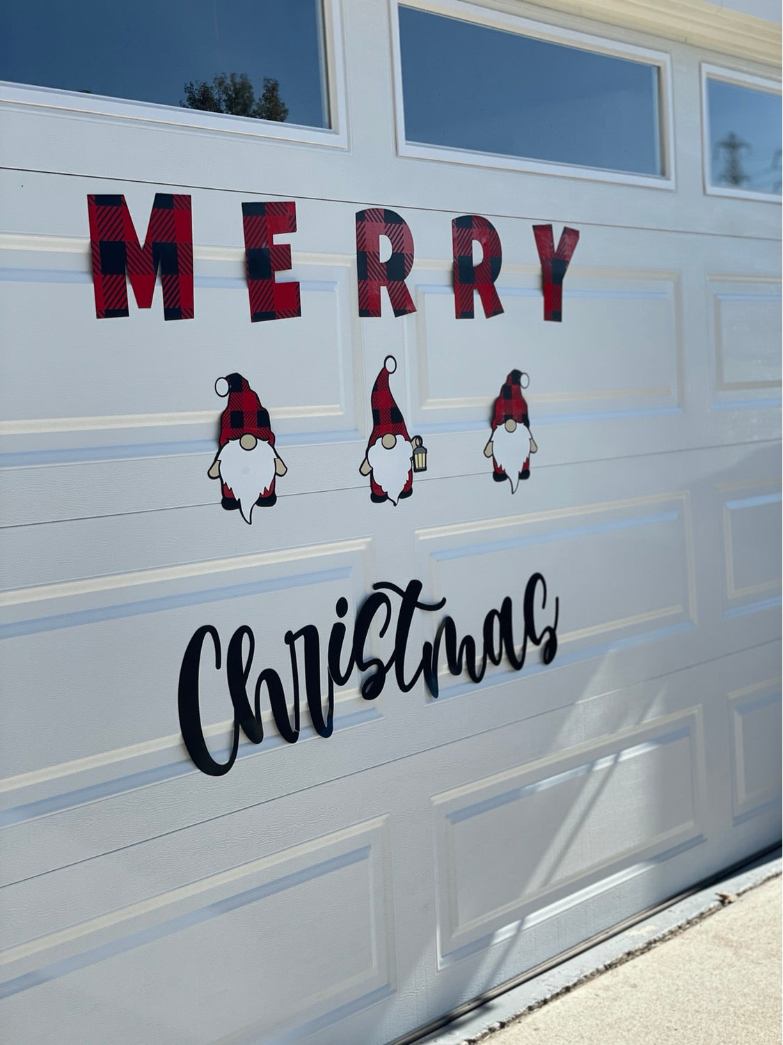 Large Merry Christmas Gnomes Magnets Reusable | Red Plaid | Script image 4
