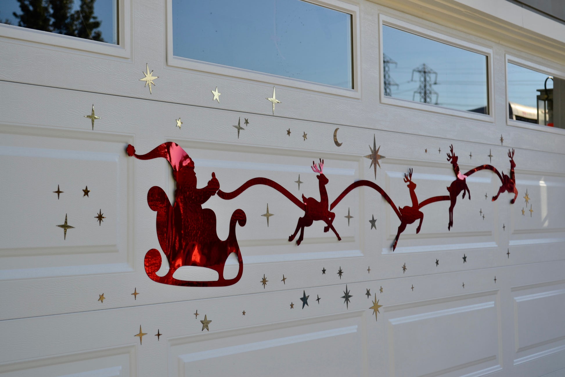 Santa's Sleigh Reindeer Silhouette Garage Magnets, Christmas Eve Night image 5