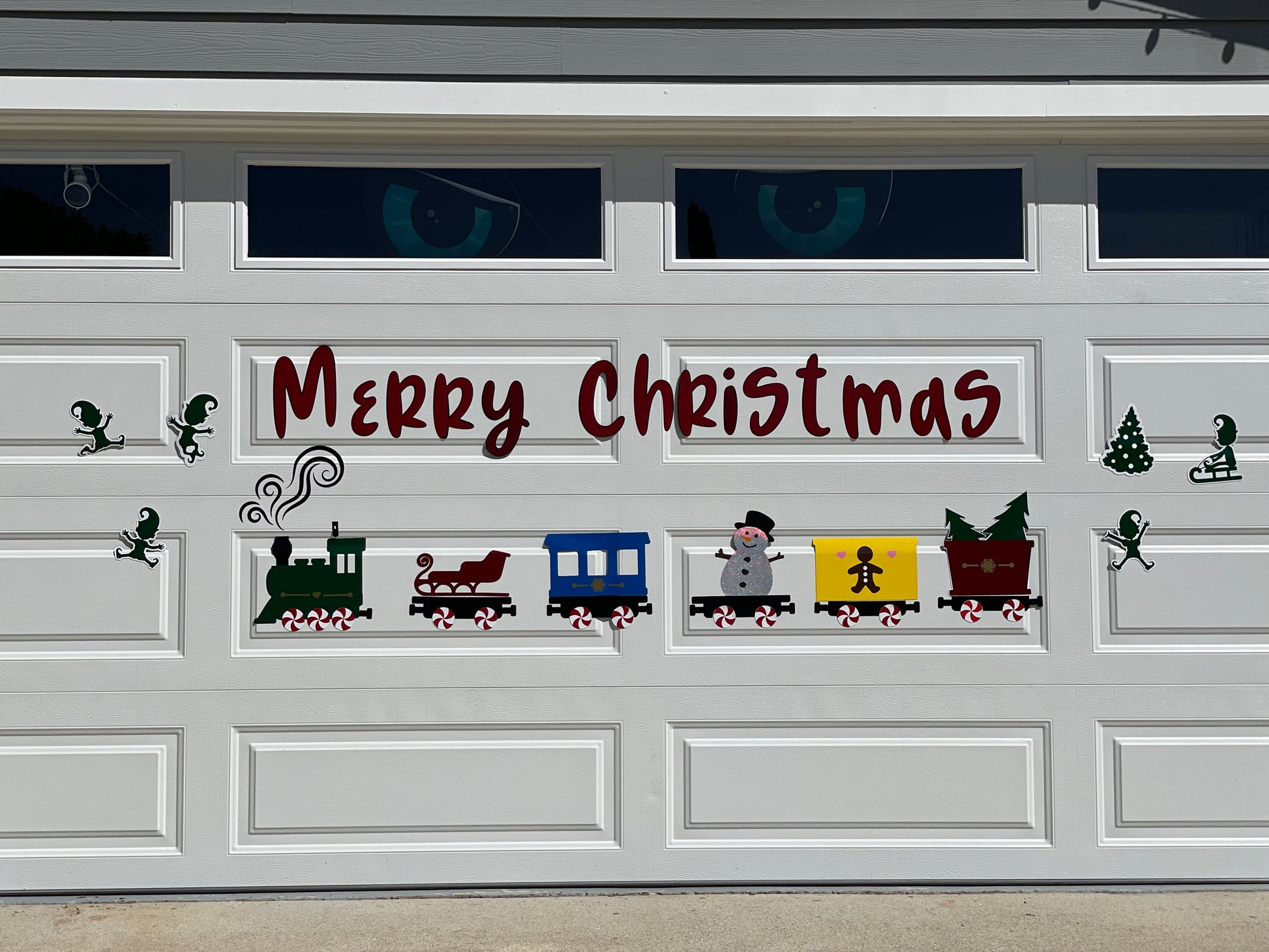 Santa's Train set with sled Magnet decorations | Garage Door | Train Set image 0