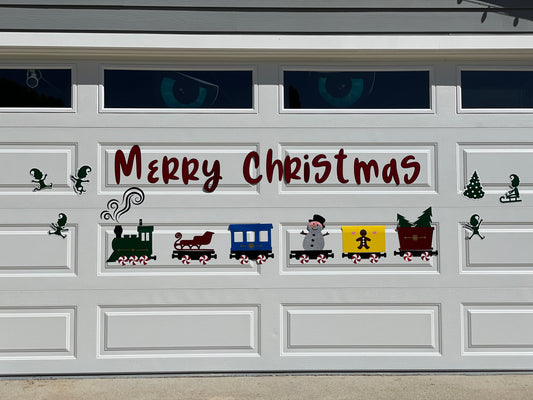 Santa's Train set with sled Magnet decorations | Garage Door | Train Set image 0