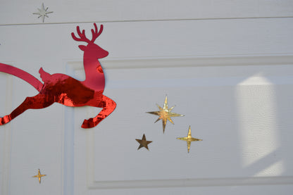 Santa's Sleigh Reindeer Silhouette Garage Magnets, Christmas Eve Night image 2