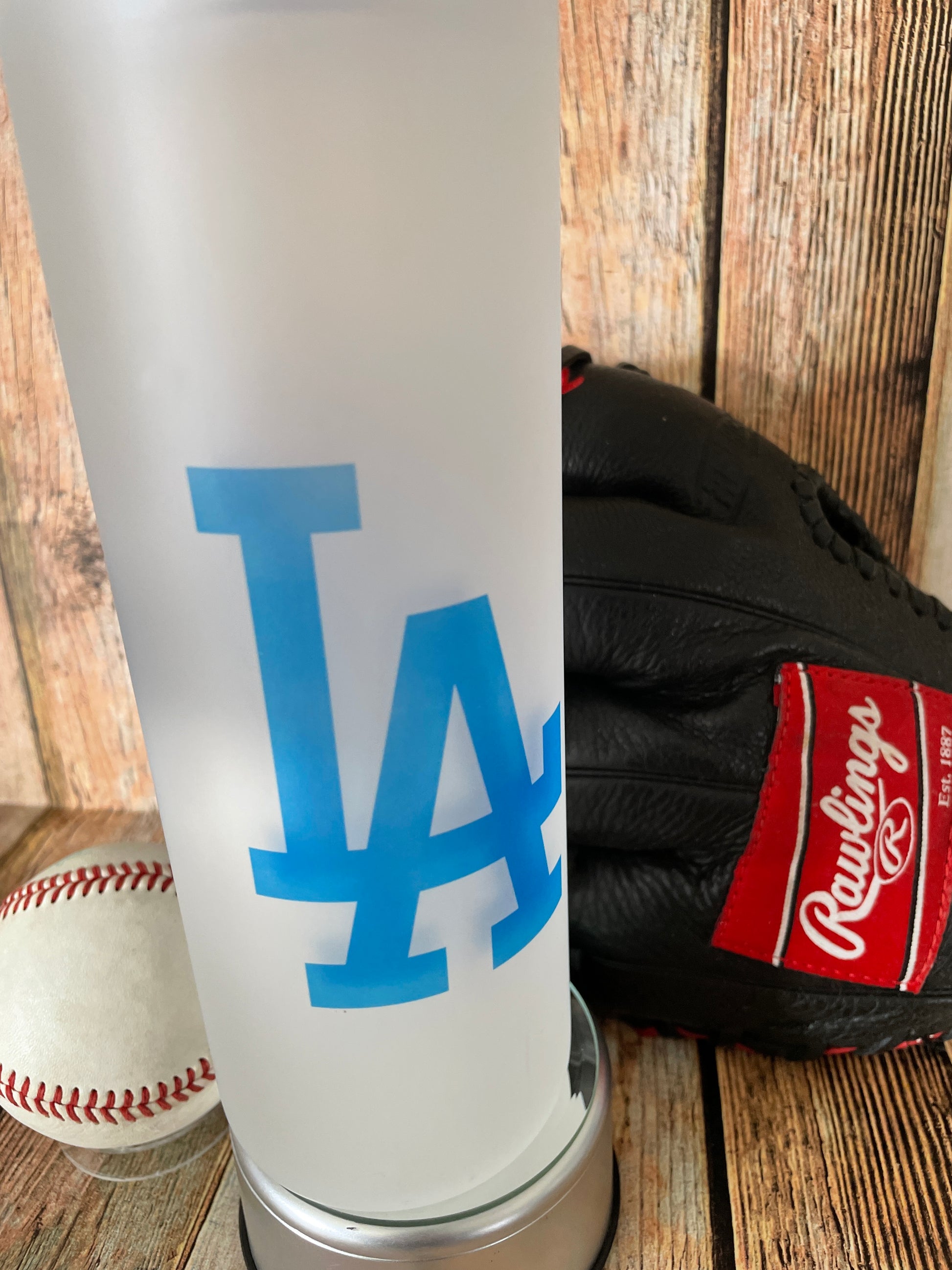Personalized Frosted GLASS Los Angeles Dodgers Baseball tumblers | LA Dodgers image 8