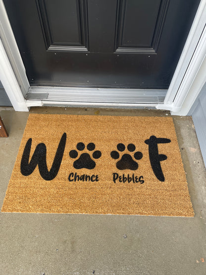 Personalized Woof Mat | Welcome Mat | Dog mom Door Mat image 3