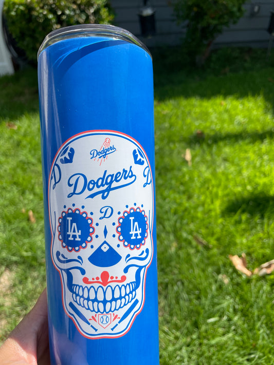 Blue and Red Sugar Skull Los Angeles Dodgers Baseball 20 oz/25 oz tumbler image 0