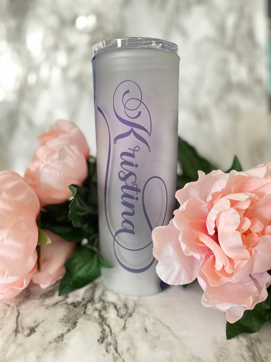 Personalized Frosted Stained GLASS Mother's Day tumbler, Marble Stained Glass image 0