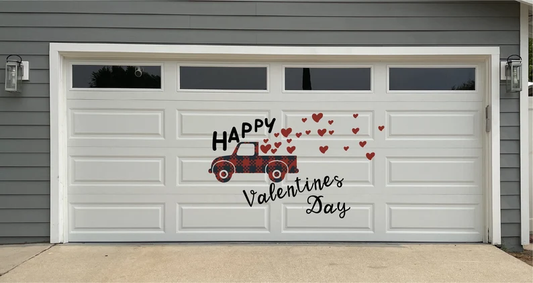 Vintage Truck full of Hearts Happy Valentines | UV Vinyl Valentine Magnets image 0