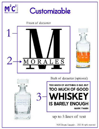 Personalized Etched Glass Whiskey Decanter/ Groomsmen Gift image 3