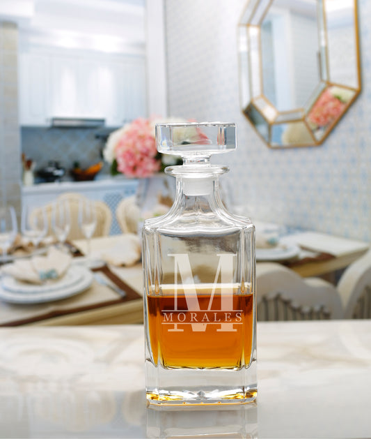 Personalized Etched Glass Whiskey Decanter/ Groomsmen Gift image 0