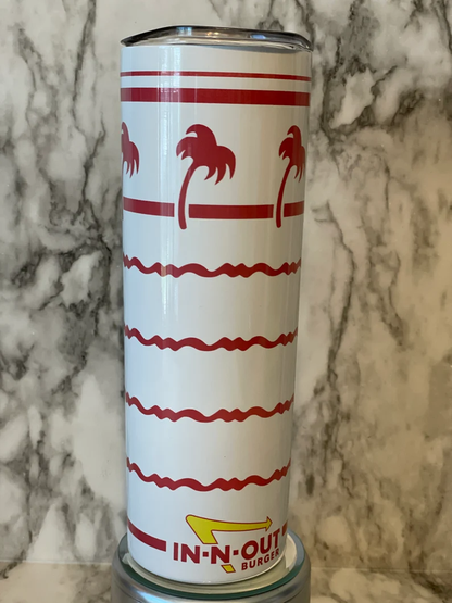 In-n-Out Tumbler, SoCal Food Tumbler, Red and white palm trees image 2