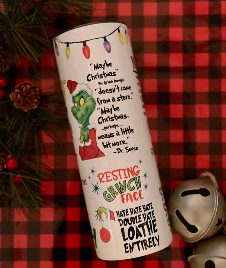 The Grinch Christmas Collage Tumbler | Grinchmas Tumbler | Dr. Suess Tumbler image 4