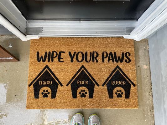 Personalized Wipe Your Paws Door Mat image 0