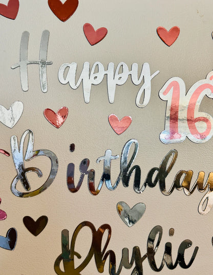 Happy Birthday Cruise Ship Cabin door decorations Magnet Set: Script Name, Balloons