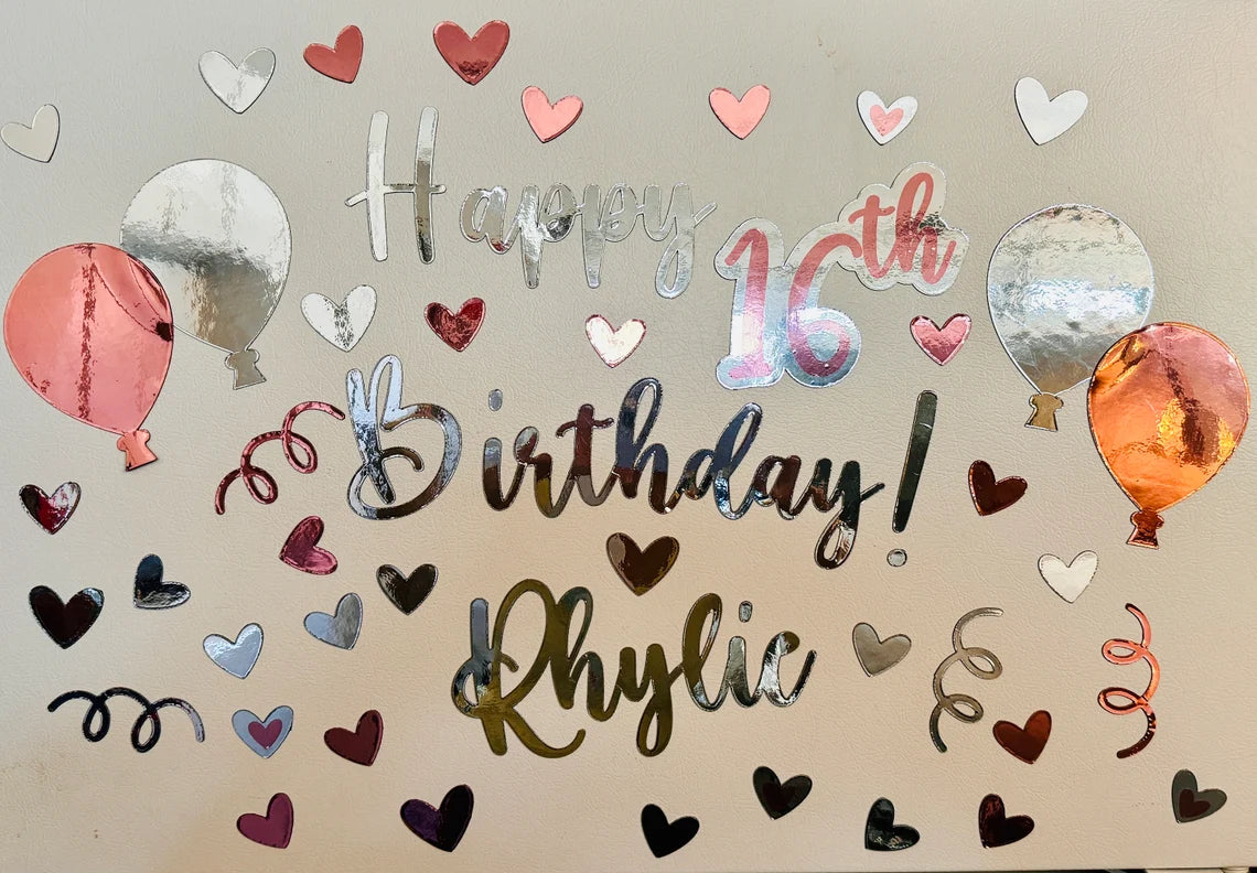 Happy Birthday Cruise Ship Cabin door decorations Magnet Set: Script Name, Balloons