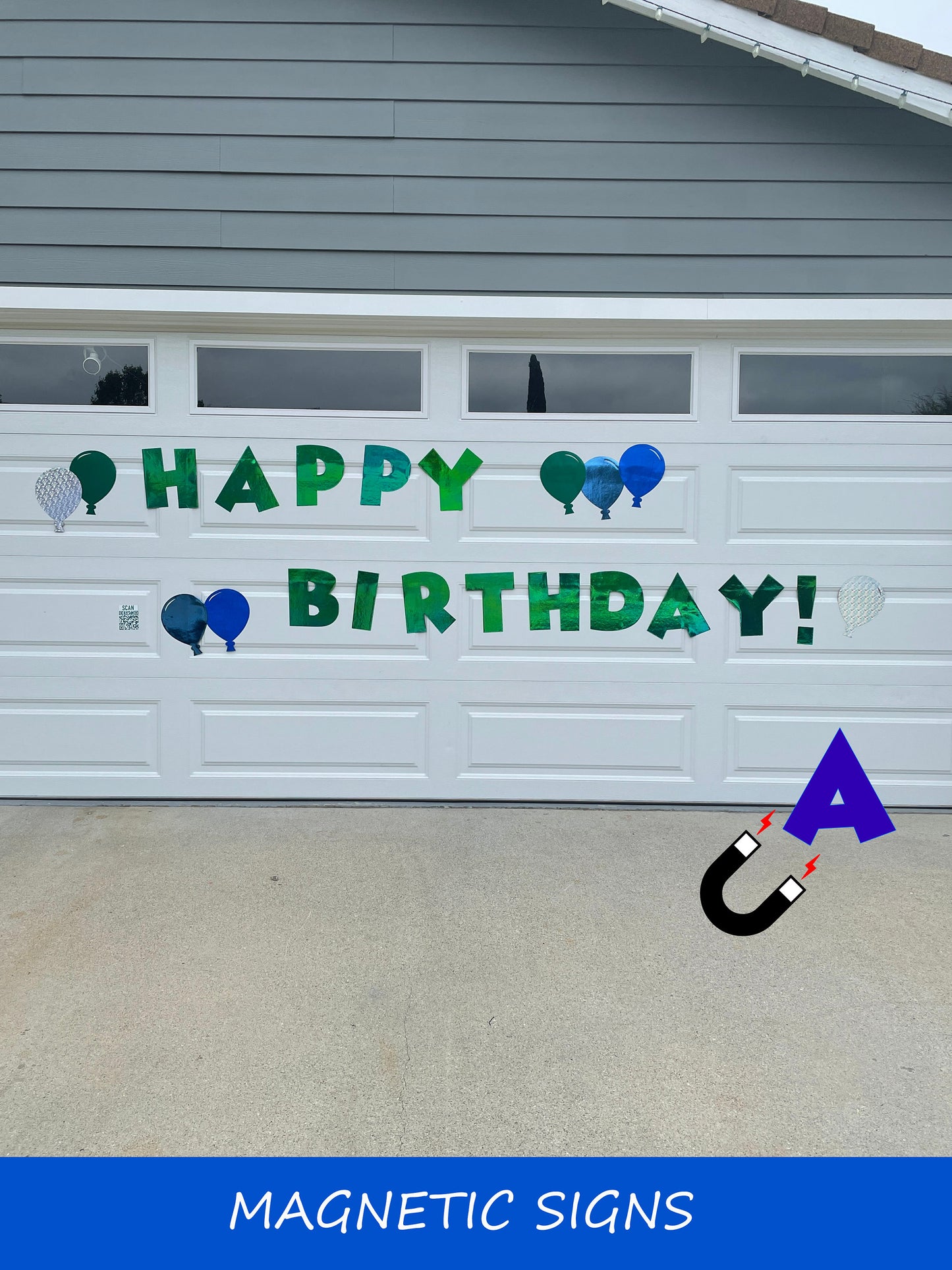 Happy Birthday Iridescent Magnetic Garage Door Sign: Weatherproof Outdoor Decor
