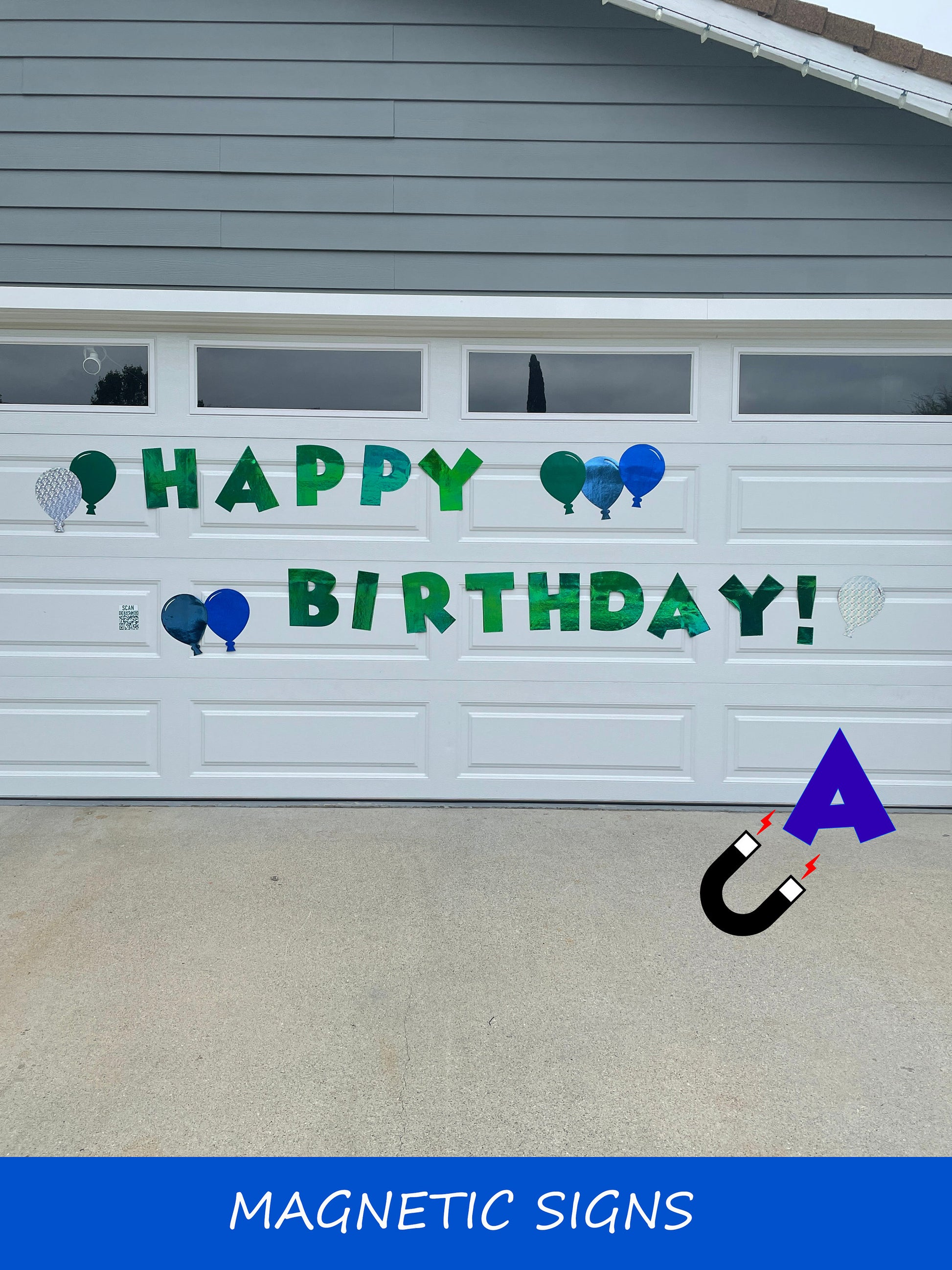 Happy Birthday Iridescent Magnetic Garage Door Sign: Weatherproof Outdoor Decor