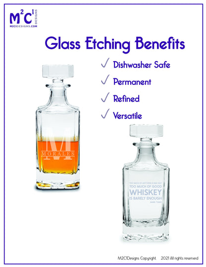 Laser Engraved Whiskey Decanter: Personalized Barware Gift